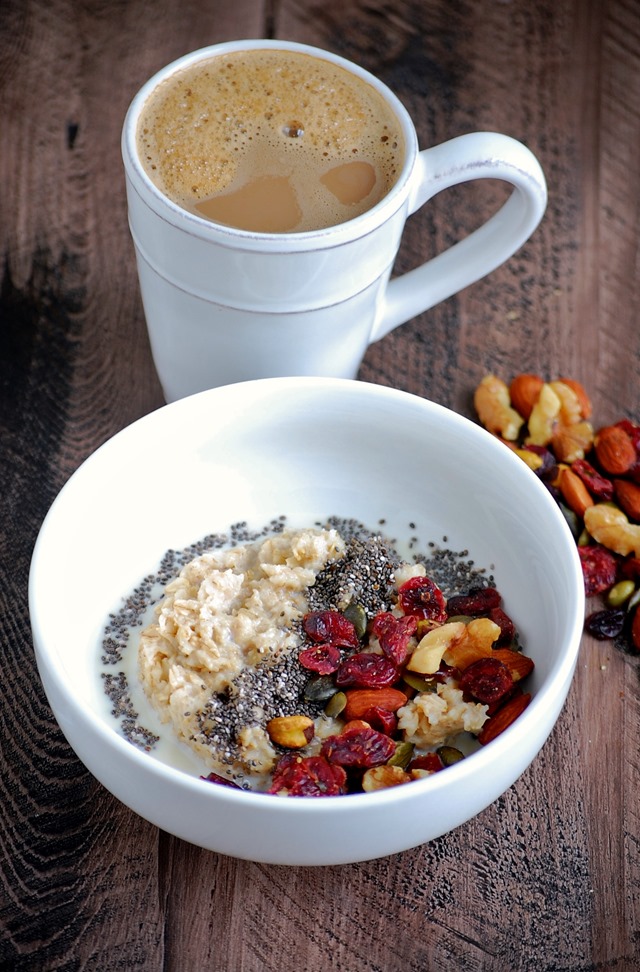 3-minute chia seed trail mix oatmeal - a filling and nutritious breakfast made in under 5 minutes // cait's plate