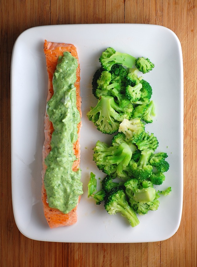 pan-seared salmon with green goddess tzatziki sauce - a healthy and satisfying main to add to the menu this week! // cait's plate 