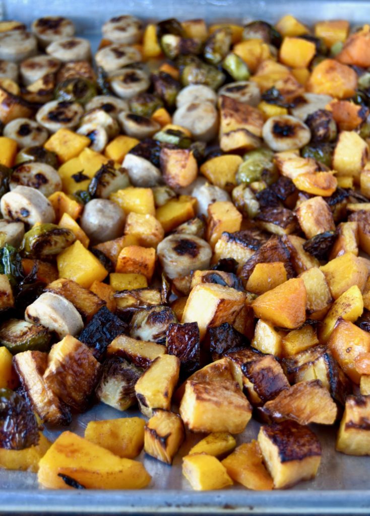roasted harvest veggies and sausage - a one-pan fully roasted dinner packed with veggies and protein // cait's plate