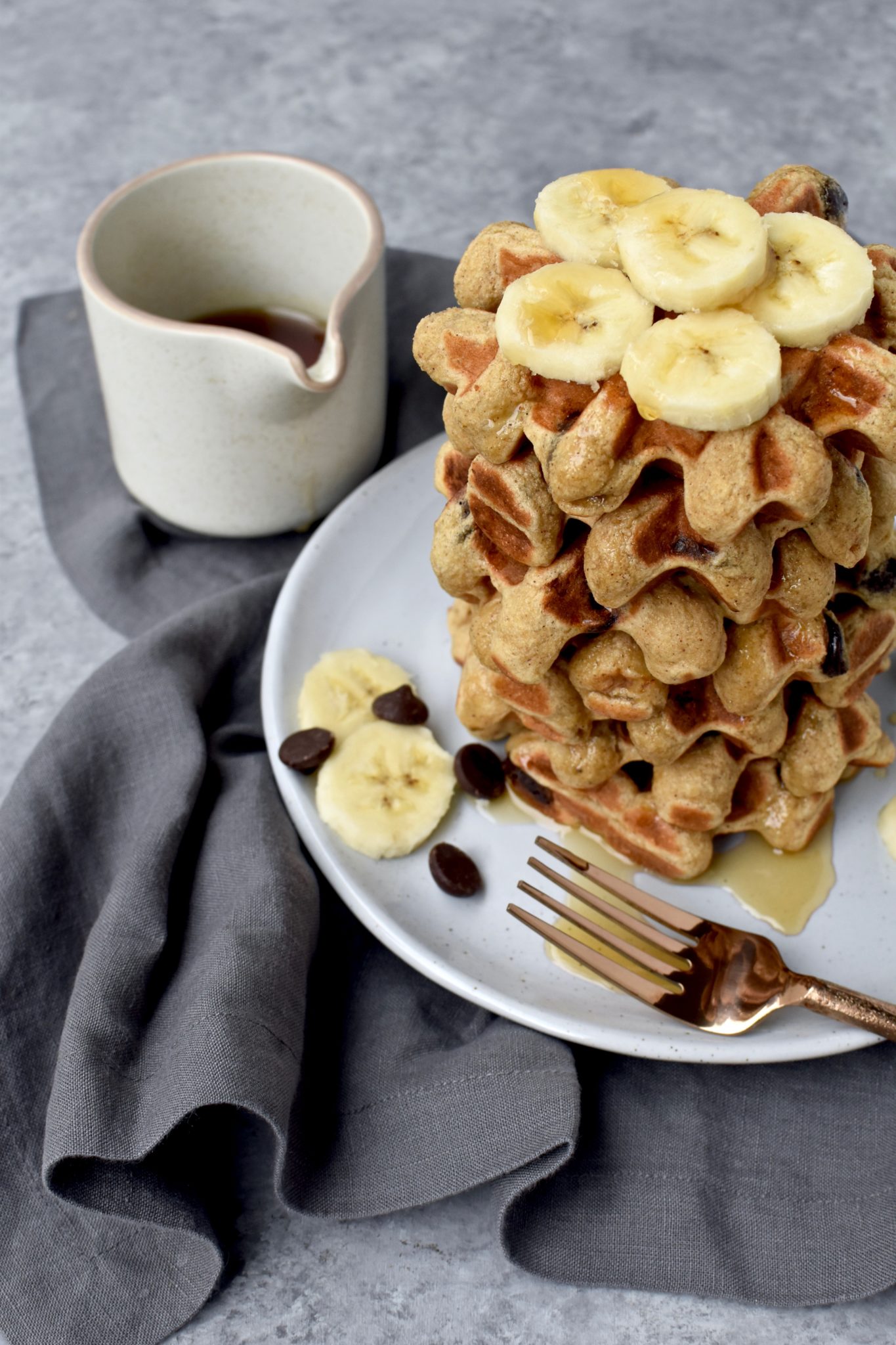 whole grain banana chocolate chip waffles // cait's plate