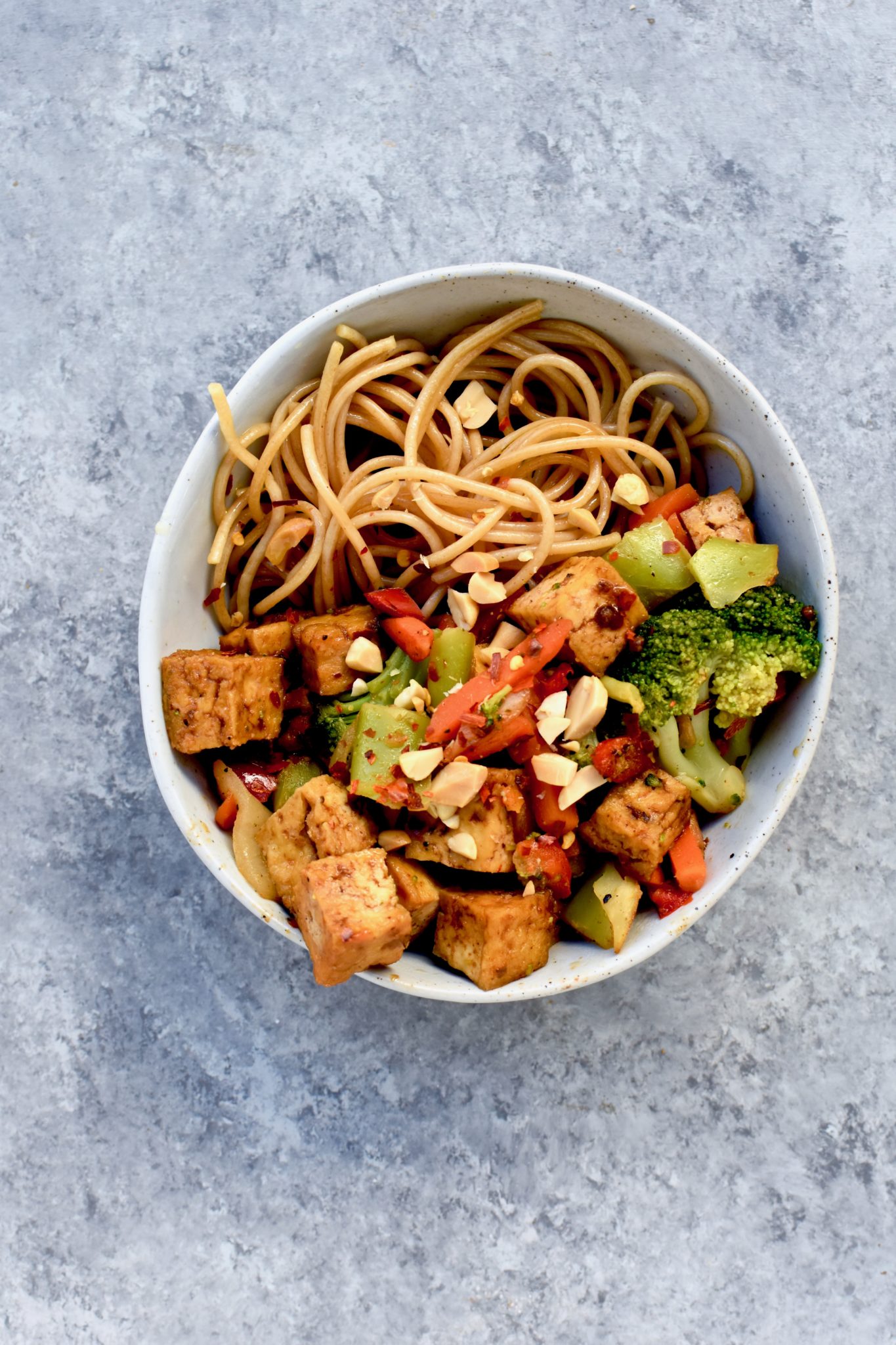 spicy tofu noodle stirfry // cait's plate