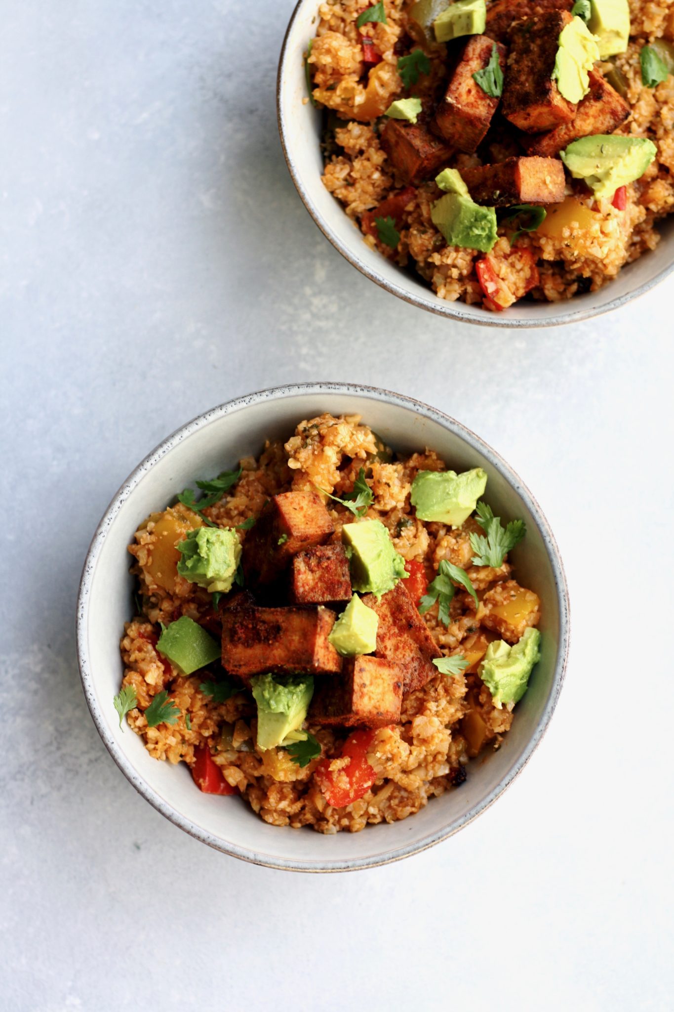 mexican cauliflower rice with spiced tofu // cait's plate