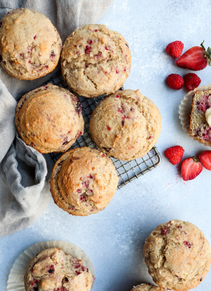 mixed berry lemon whole grain bakery style muffins // cait's plate