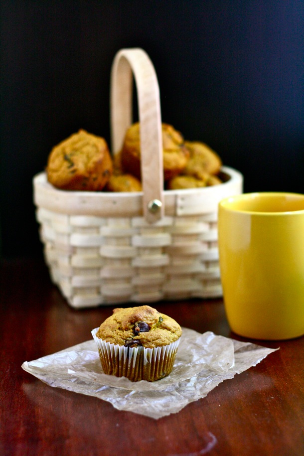 WHOLE GRAIN PUMPKIN CHOCOLATE CHIP MUFFINS cait's plate