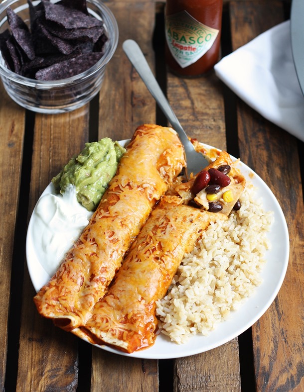 black bean and corn whole wheat enchiladas // cait's plate