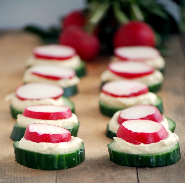 cucumber, radish and hummus bites - easy, popable snacks perfect for that afternoon slump! // cait's plate