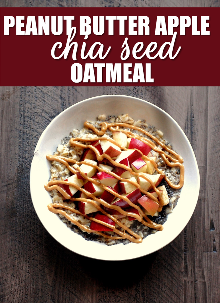 peanut butter apple chia seed oatmeal - a filling and delicious breakfast that can be on the table in under 5 minutes! //cait's plate