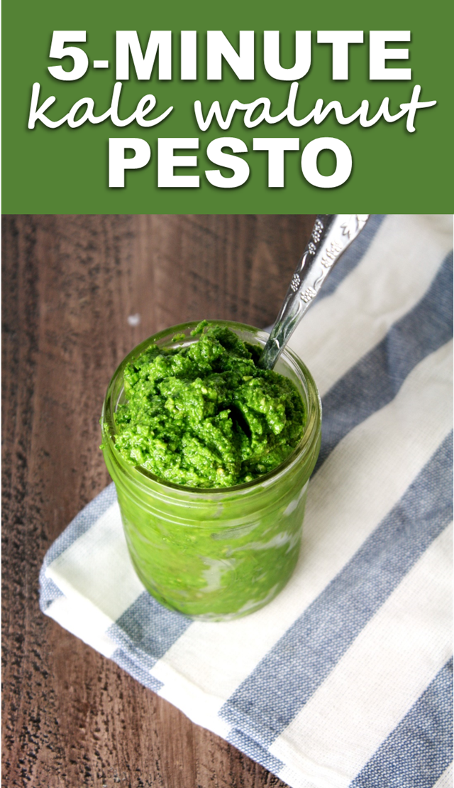 5-minute kale walnut pesto - comes together in minutes and is a perfectly flavorful addition to any dish! // cait's plate