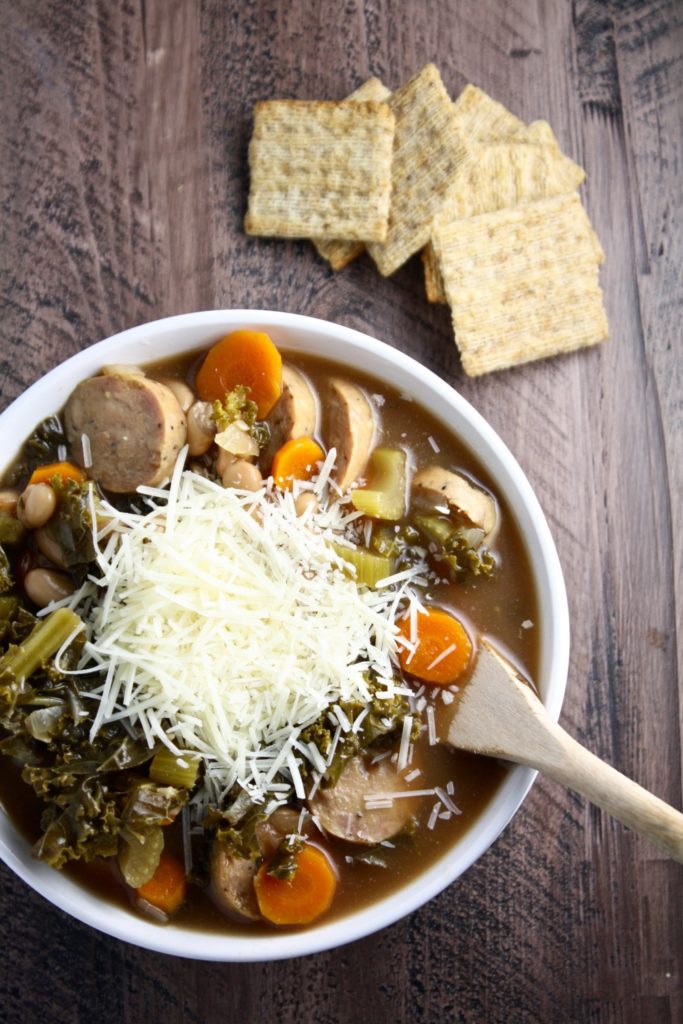 tuscan white bean, kale and sausage slow cooker soup - easy, delicious and filling! // cait's plate