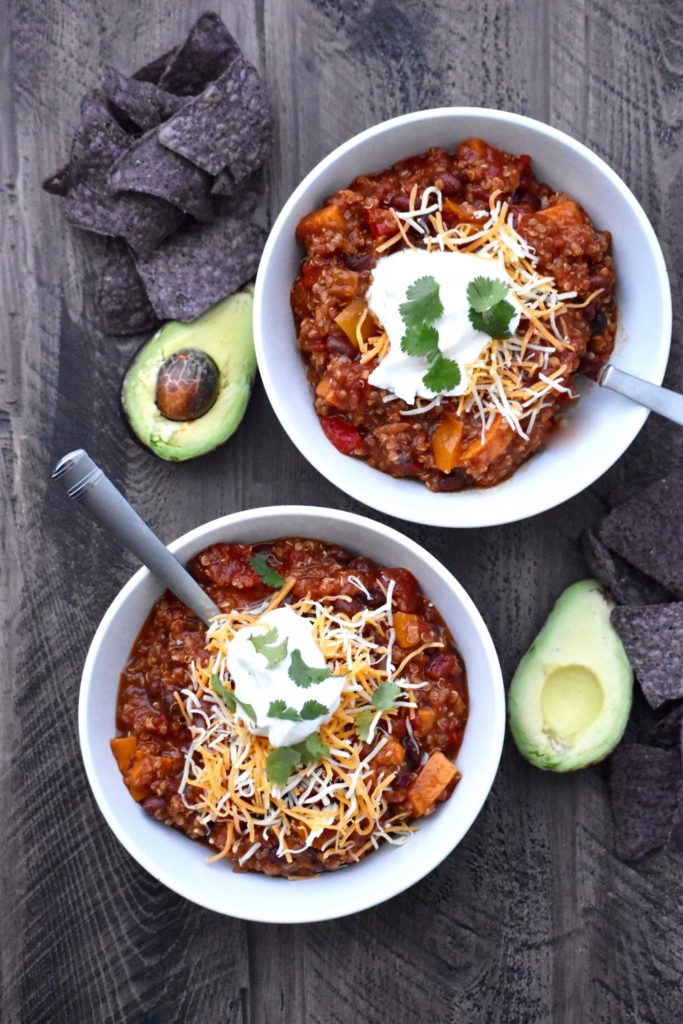 veggie-loaded double black bean quinoa chili - a nutrient-packed dish to warm you up in the winter months! // cait's plate