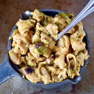 baked pumpkin mac and cheese with roasted brussel sprouts - a delicious, autumnal twist on a classic // cait's plate