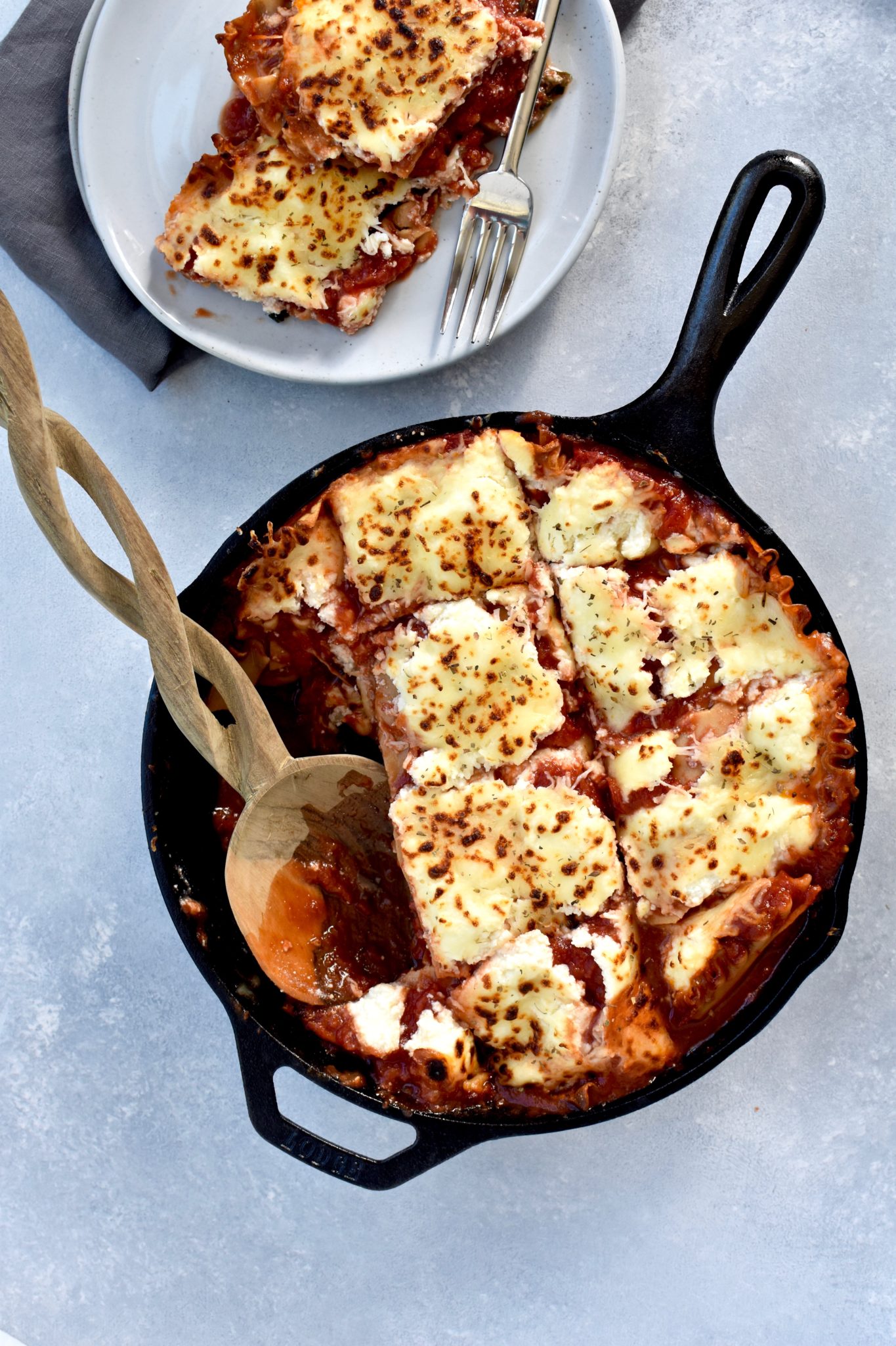 veggie-packed whole grain skillet lasagna // cait's plate