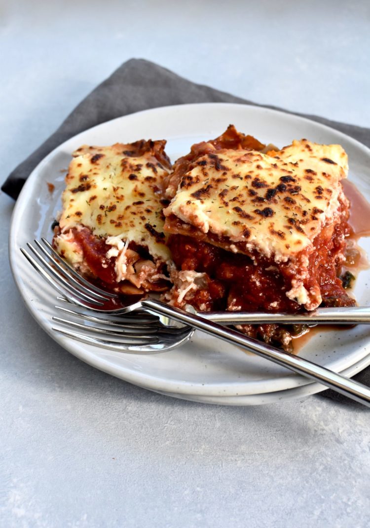 veggie-packed whole grain skillet lasagna | cait's plate