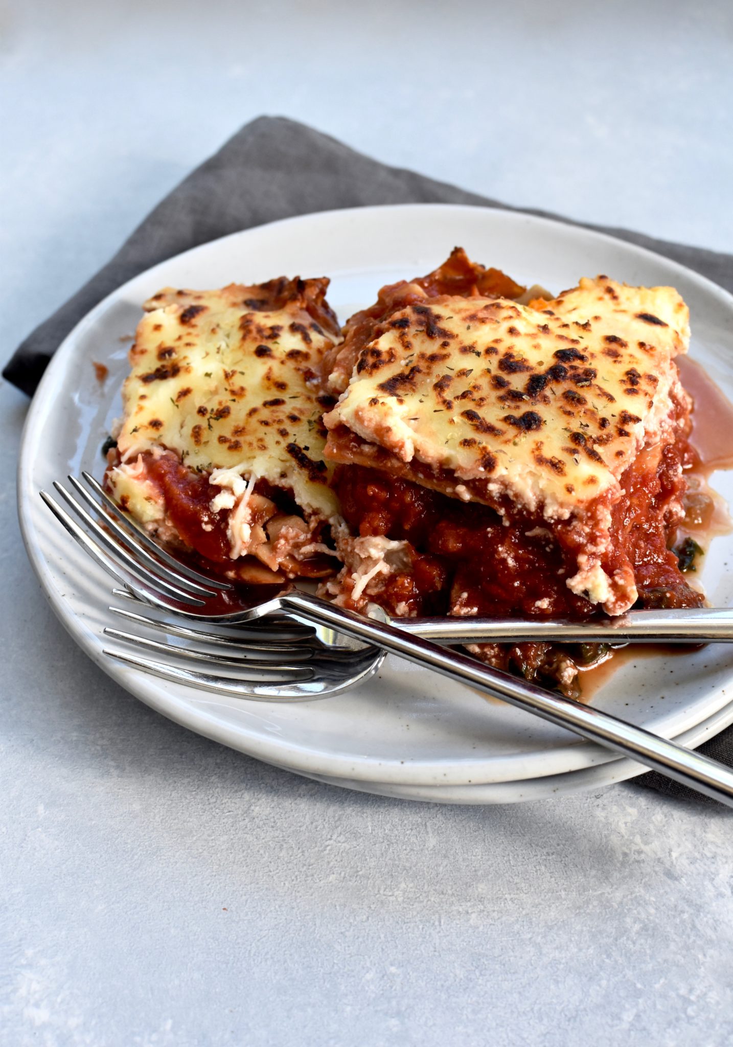 veggie-packed whole grain skillet lasagna // cait's plate
