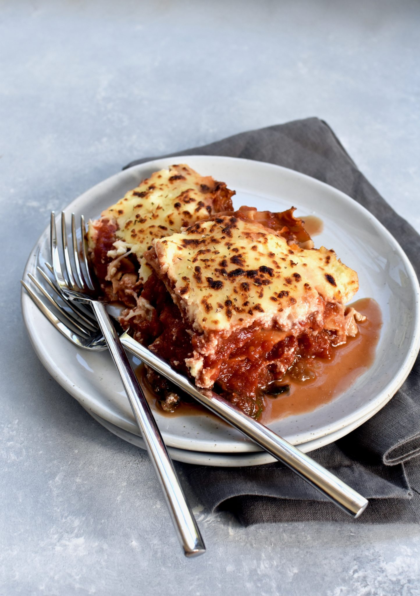 veggie-packed whole grain skillet lasagna // cait's plate