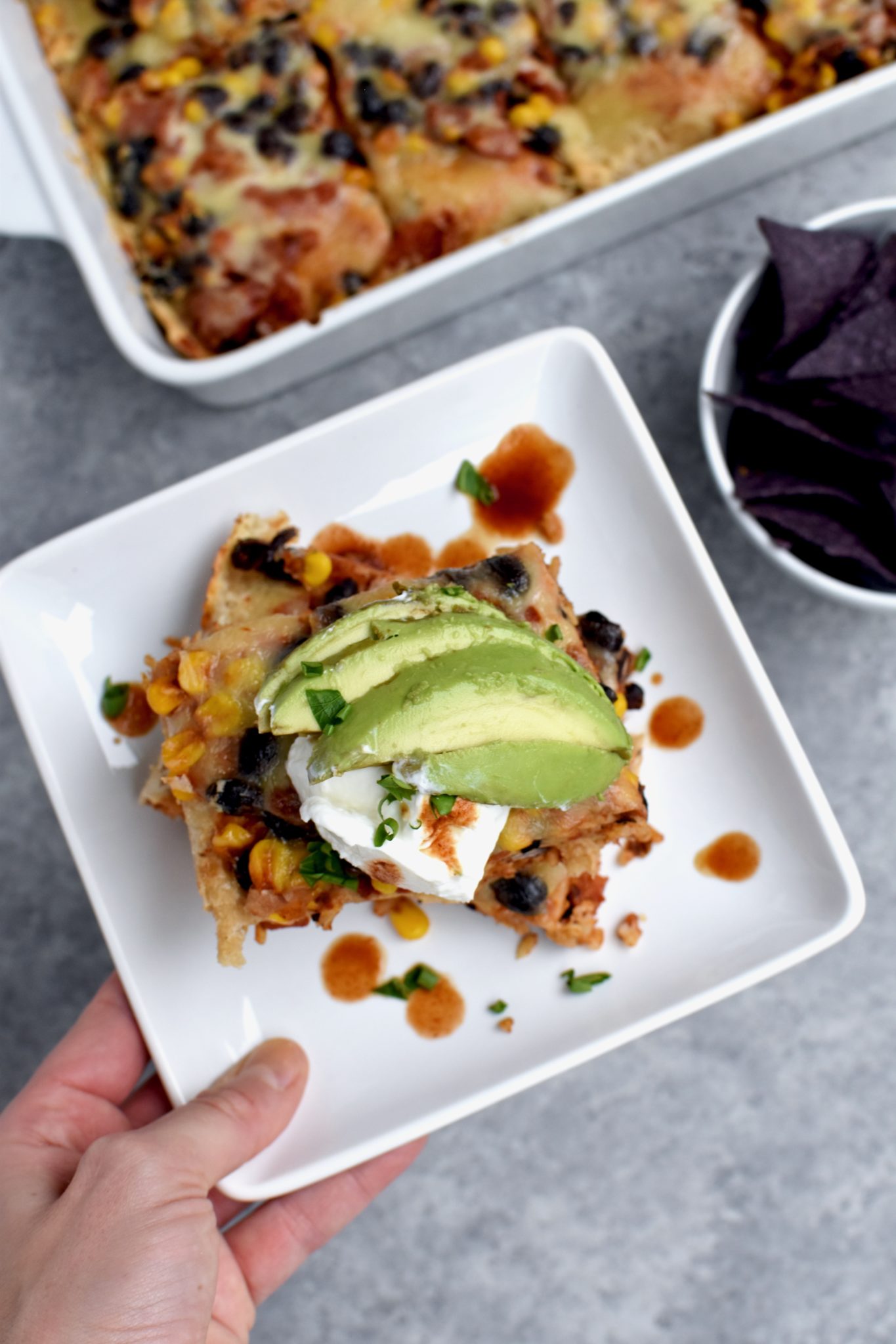 cheesy whole grain enchilada bake // cait's plate