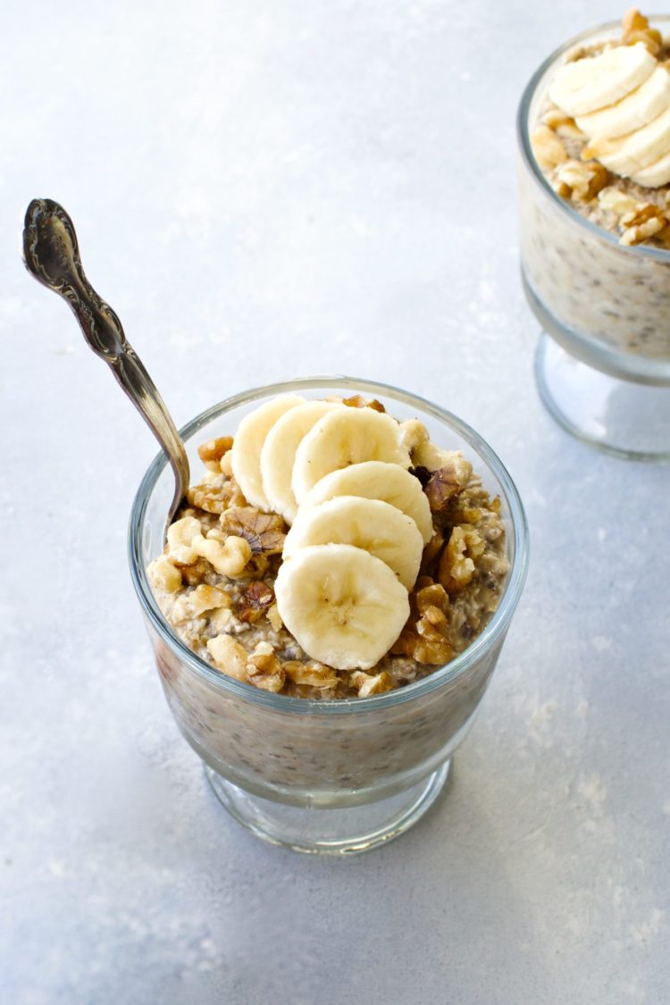 banana walnut bread overnight oatmeal | cait's plate