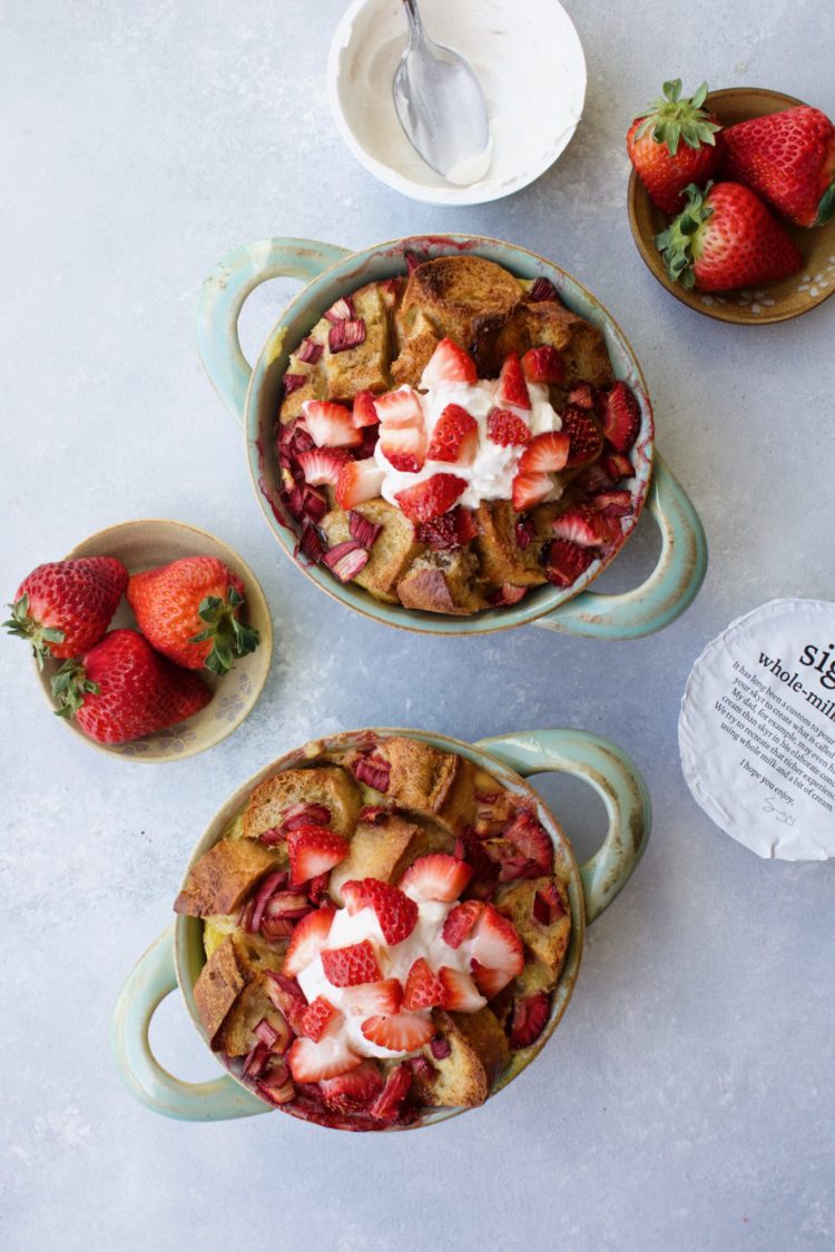 Whole Grain Strawberry Rhubarb Baked French Toast | Cait's Plate