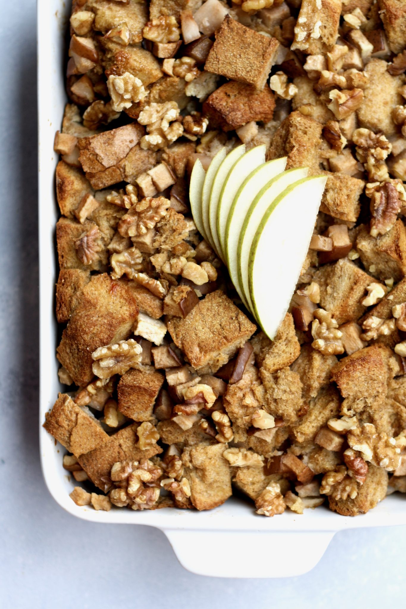 cardamom & cinnamon pear baked french toast with walnuts // cait's plate
