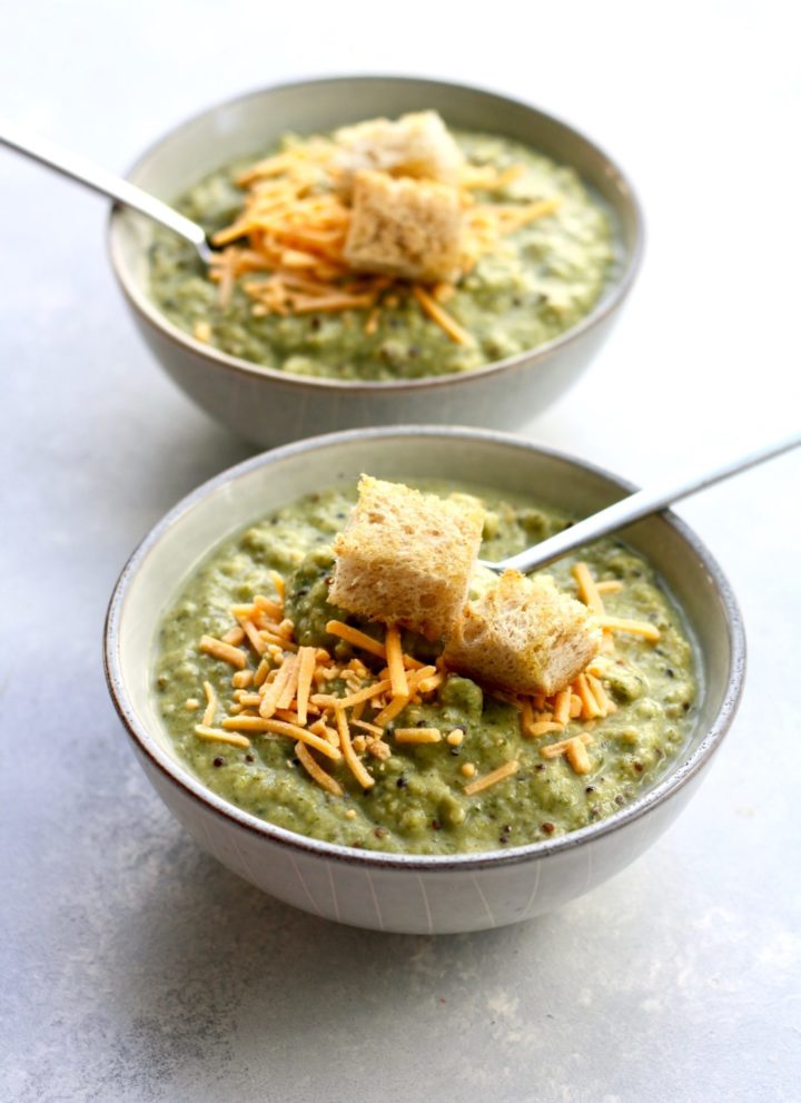 broccoli & cheese quinoa soup // cait's plate