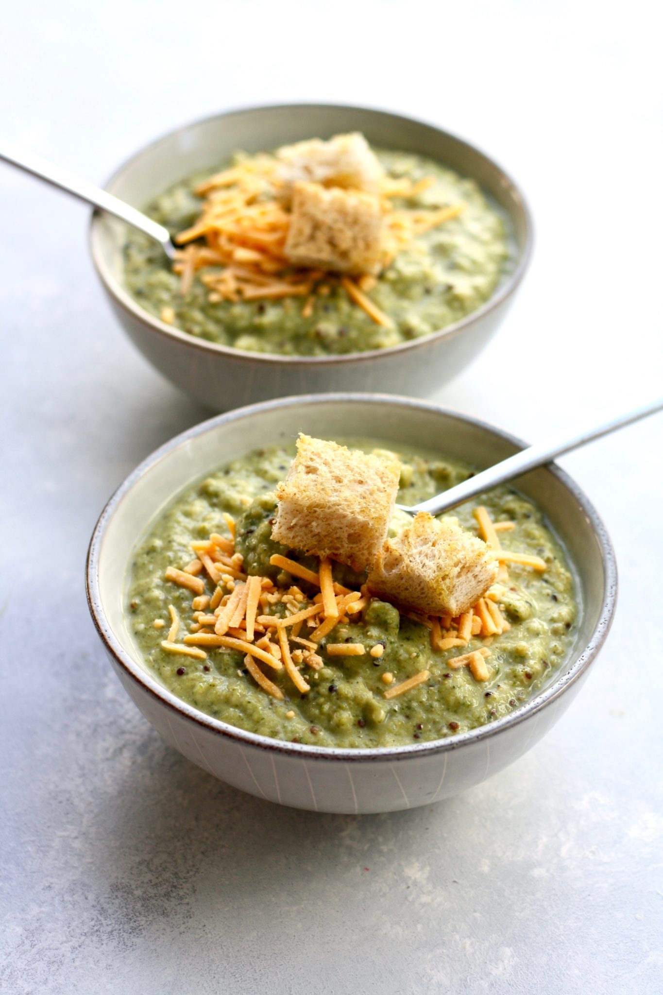 broccoli & cheese quinoa soup // cait's plate