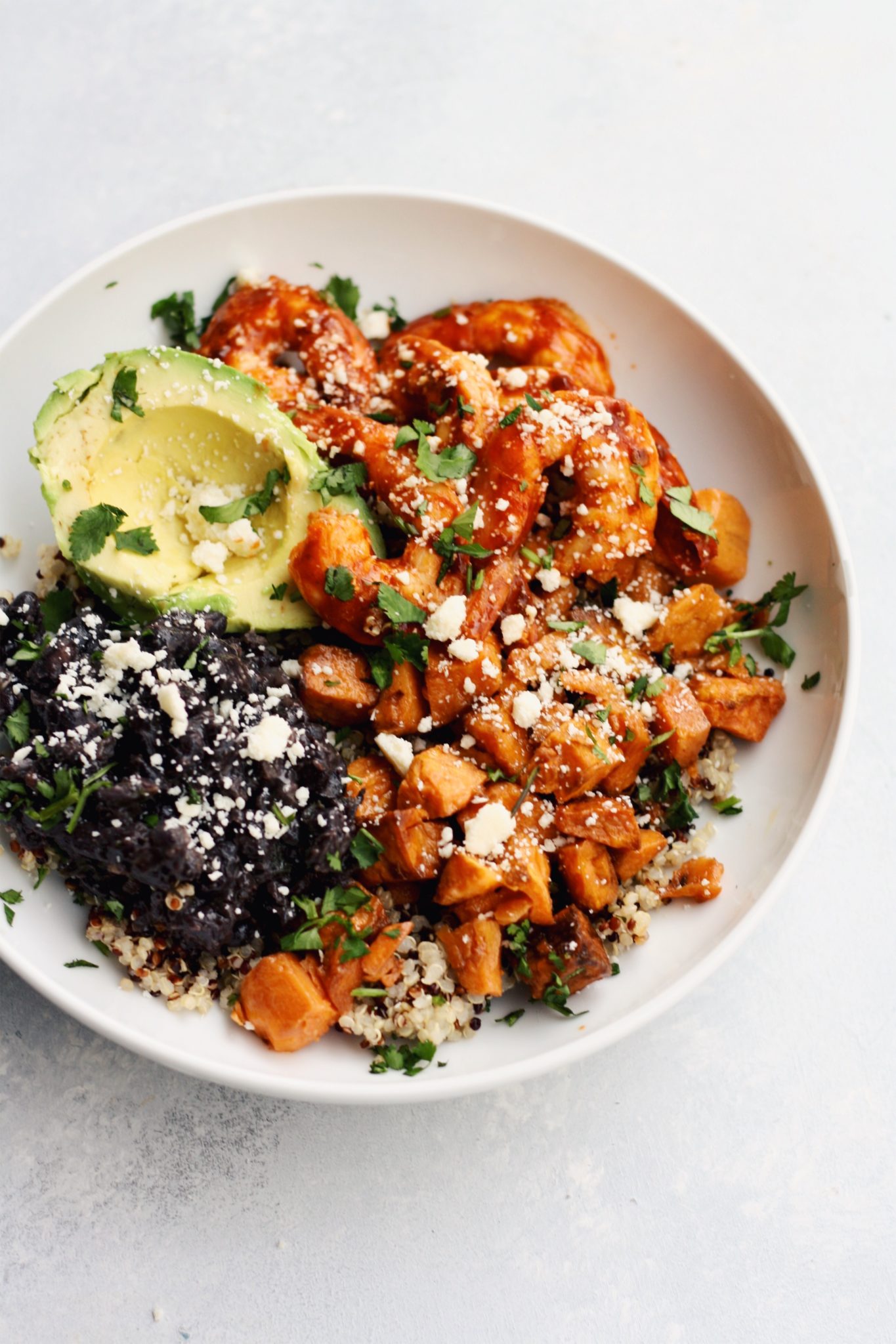 spicy shrimp & quinoa bowls