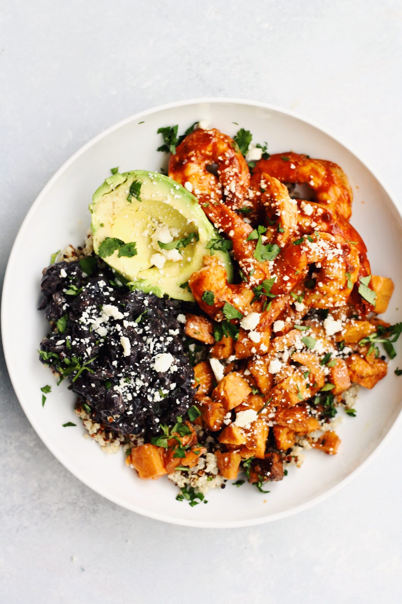 spicy shrimp & quinoa bowls // cait's plate