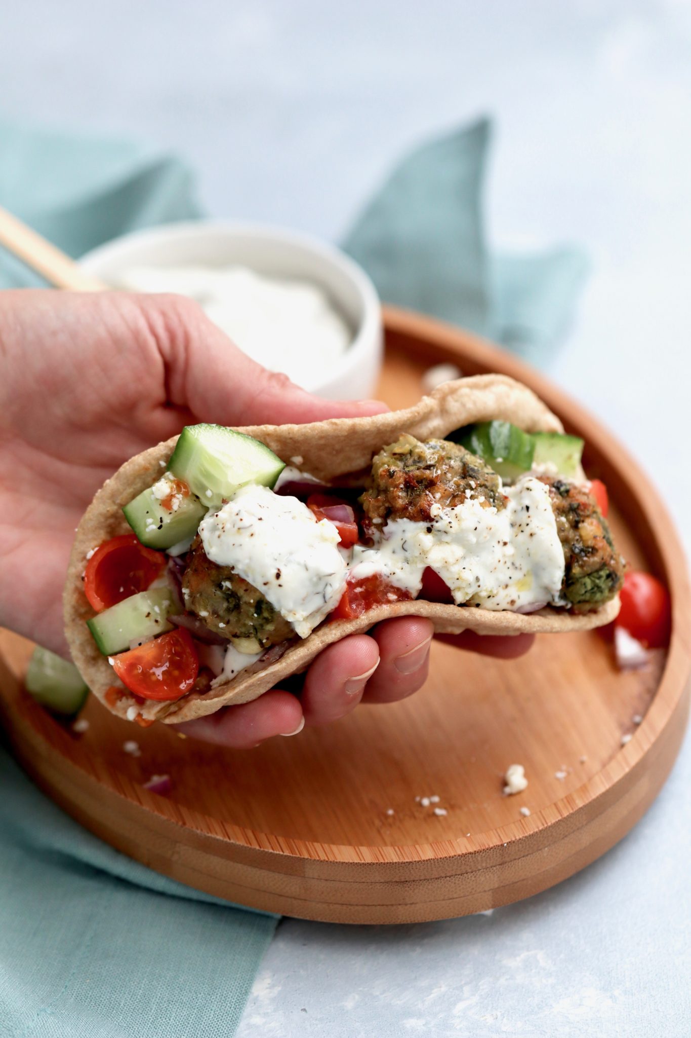 feta & spinach turkey meatballs // cait's plate