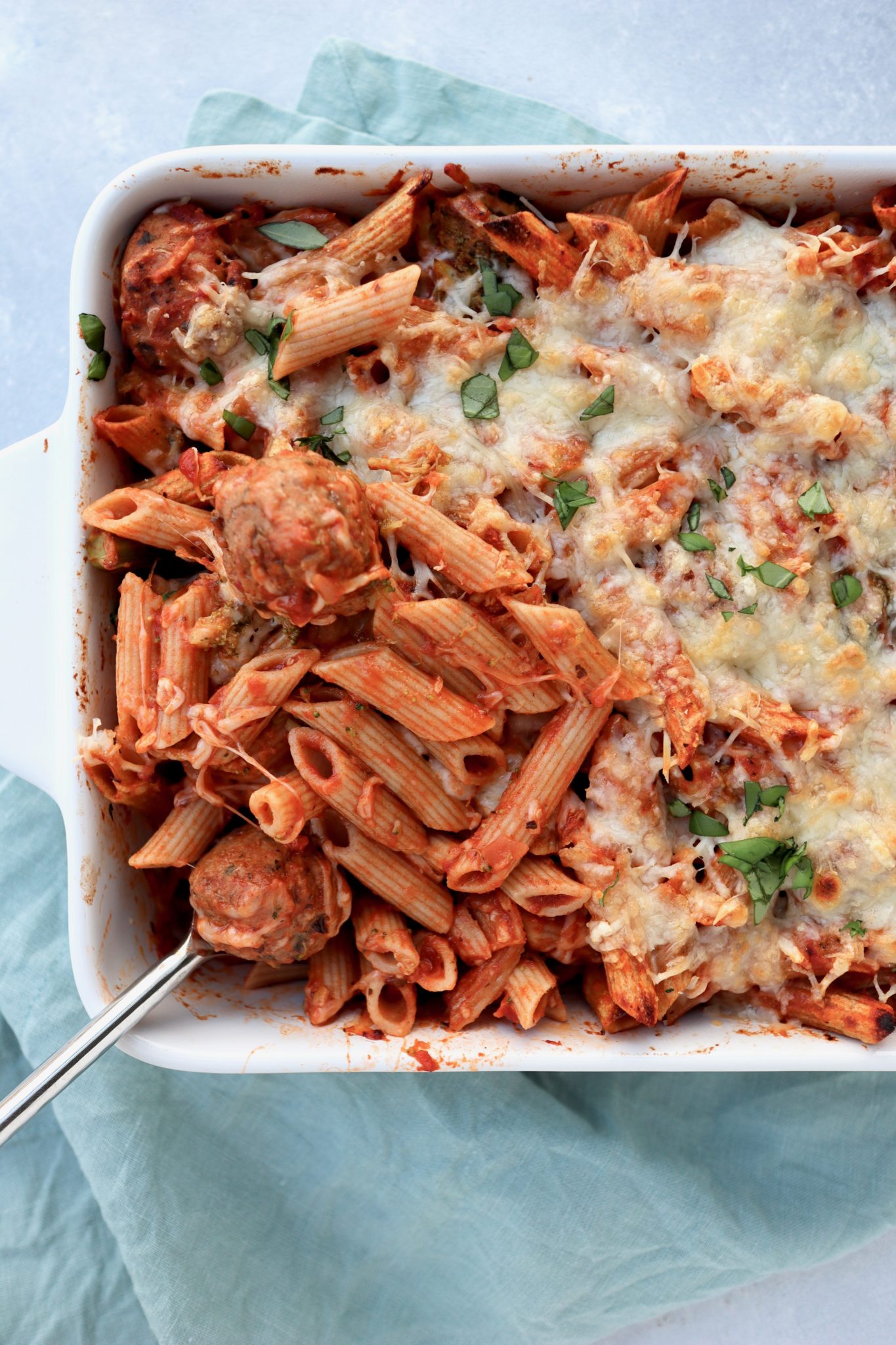 easy pasta meatball bake // cait's plate