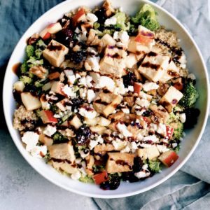 quinoa, broccoli & apple salad with feta & tofu // cait's plate