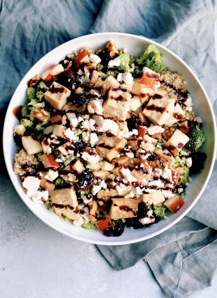 quinoa, broccoli & apple salad with feta & tofu // cait's plate