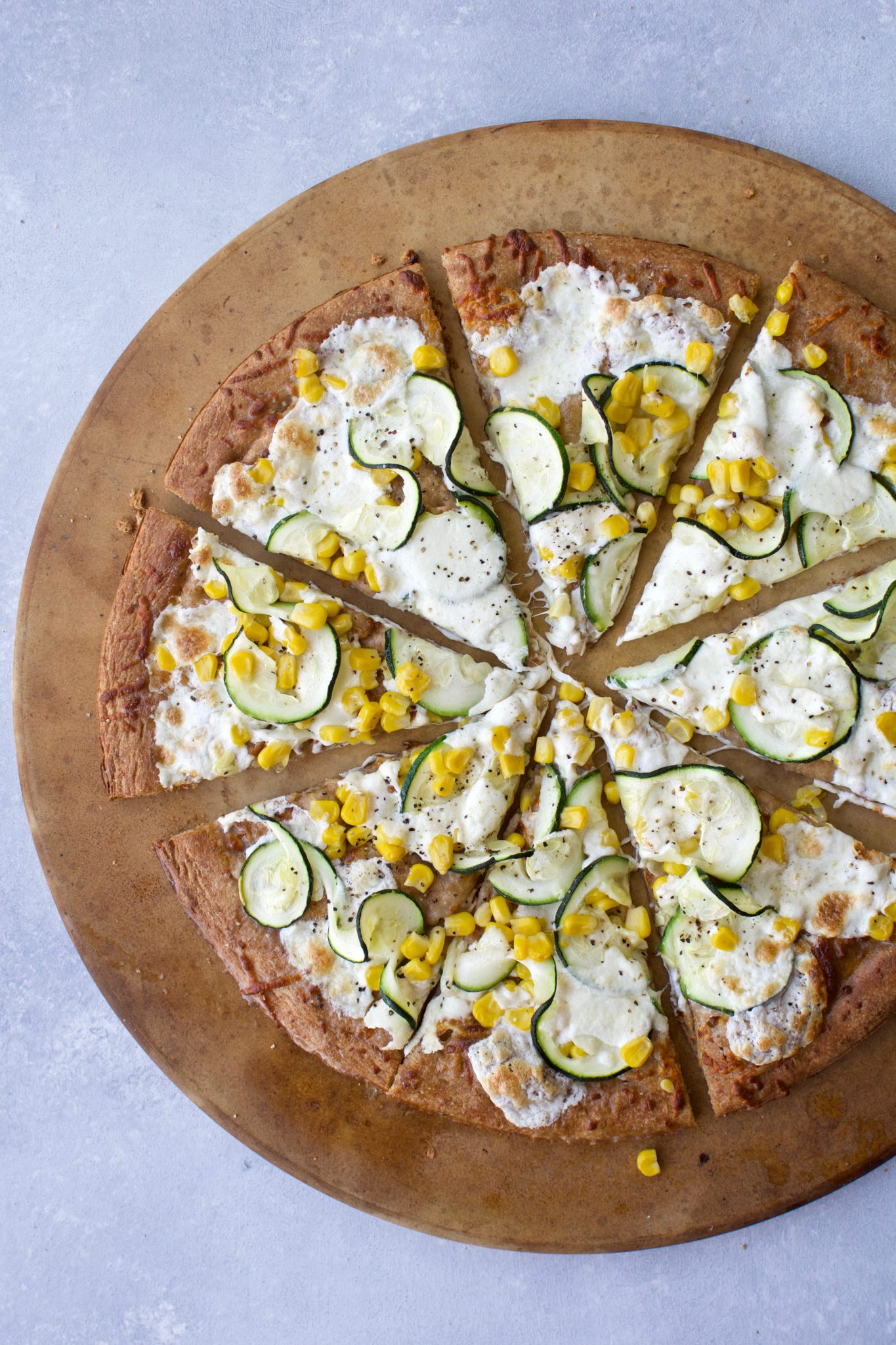 whole grain corn & zucchini pizza // cait's plate