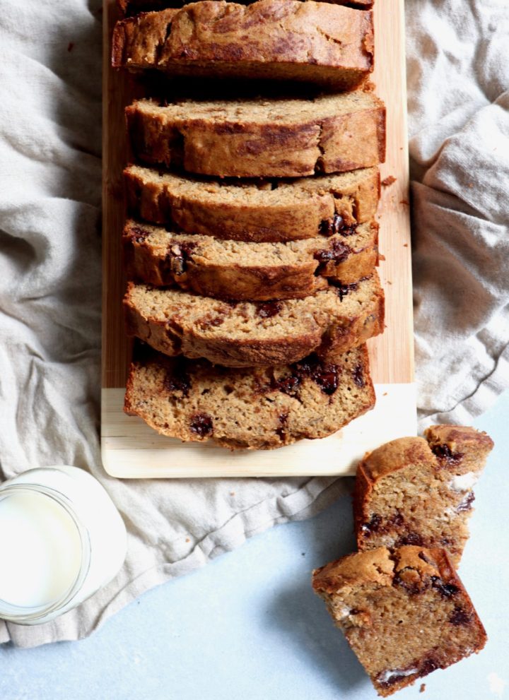 one-bowl whole grain chocolate chip banana bread // cait's plate