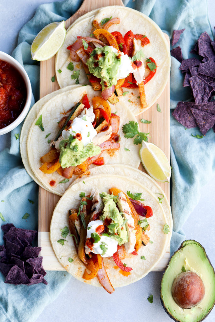 chicken tacos with fajita veggies | cait's plate