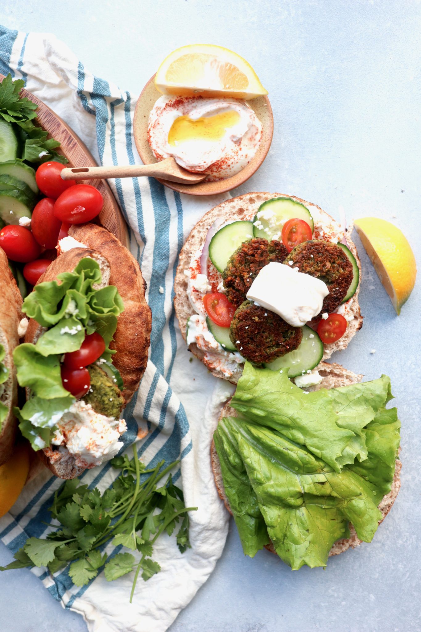 Mediterranean Falafel Pita with Spiced Yogurt Sauce // cait's plate