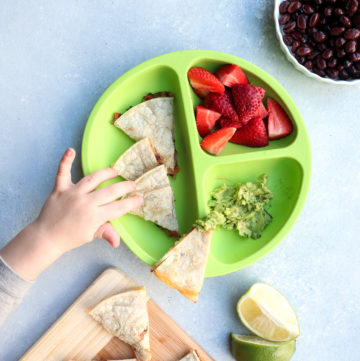 kid-friendly: bean, veggie & cheese quesadilla | cait's plate