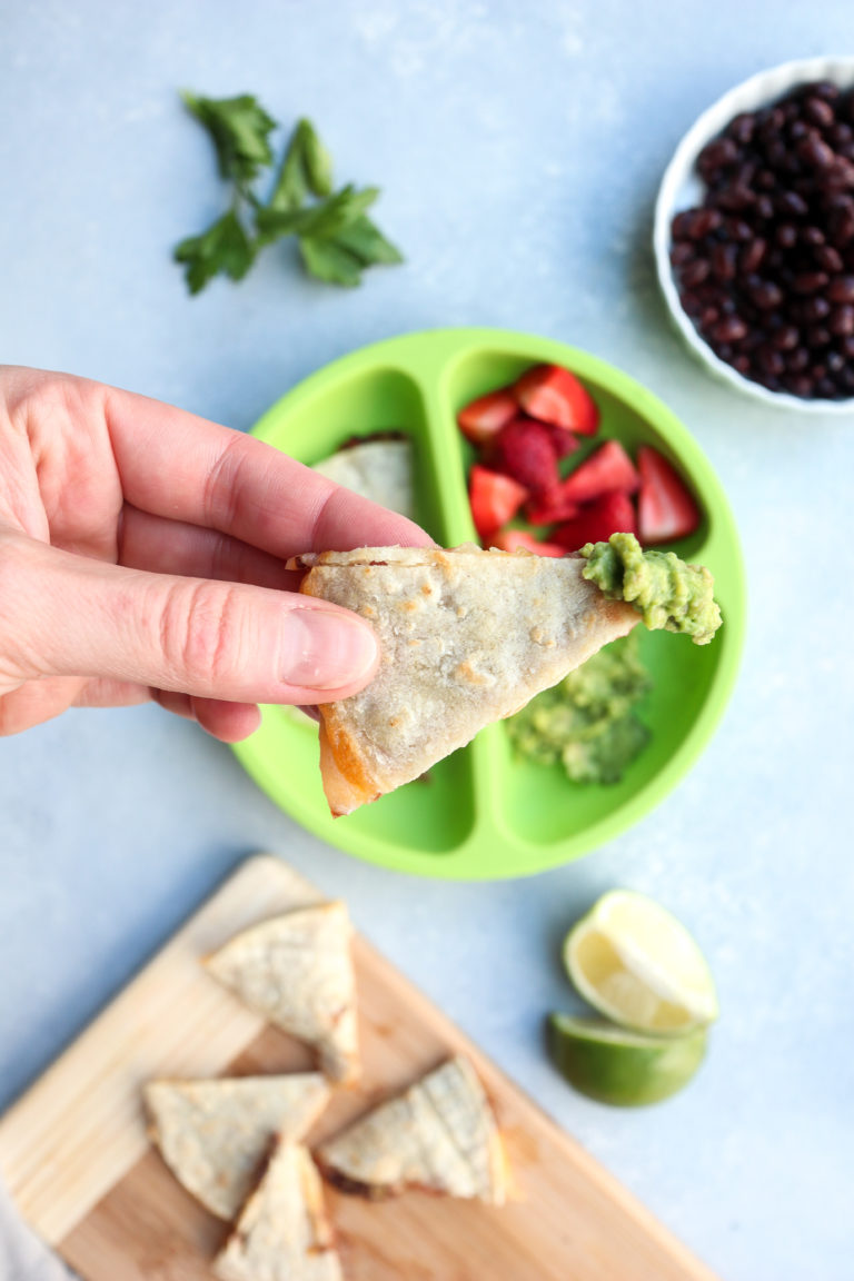 kid-friendly: bean, veggie & cheese quesadilla | cait's plate