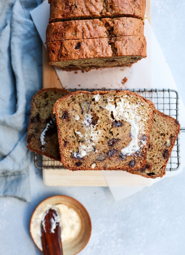sprouted wheat chocolate chip walnut zucchini bread // cait's plate