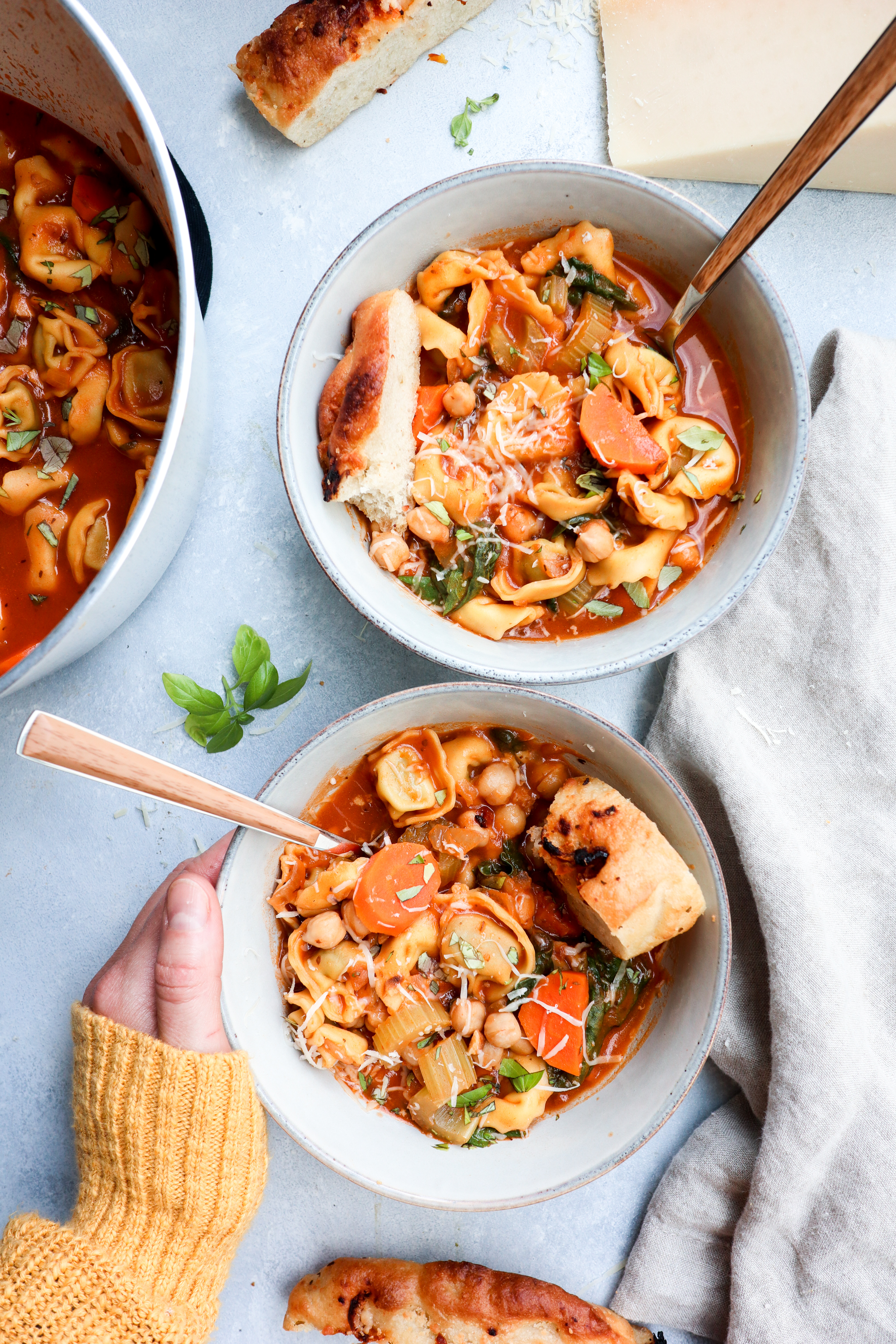 tortellini & chickpea italian soup // cait's plate