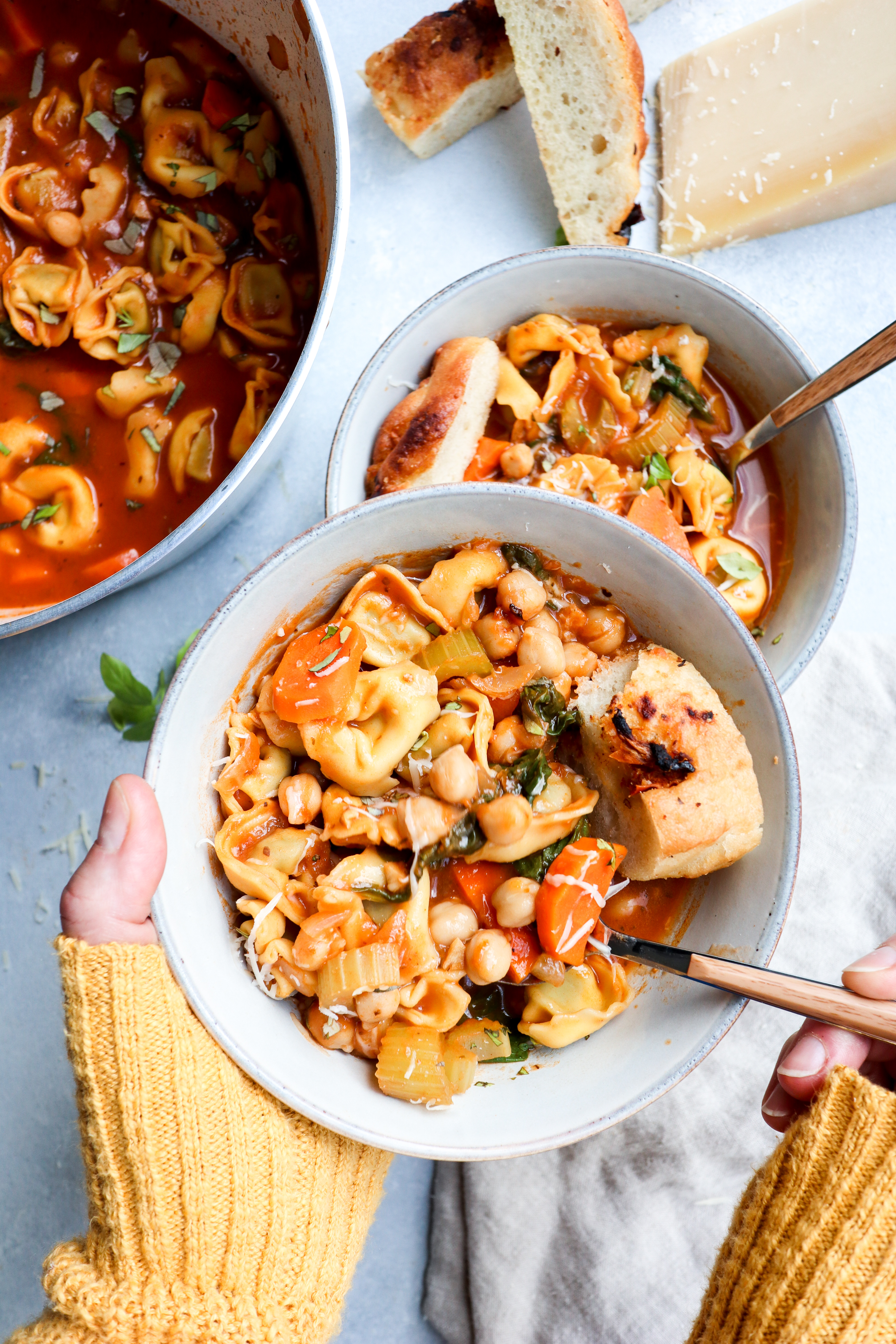 tortellini & chickpea italian soup // cait's plate