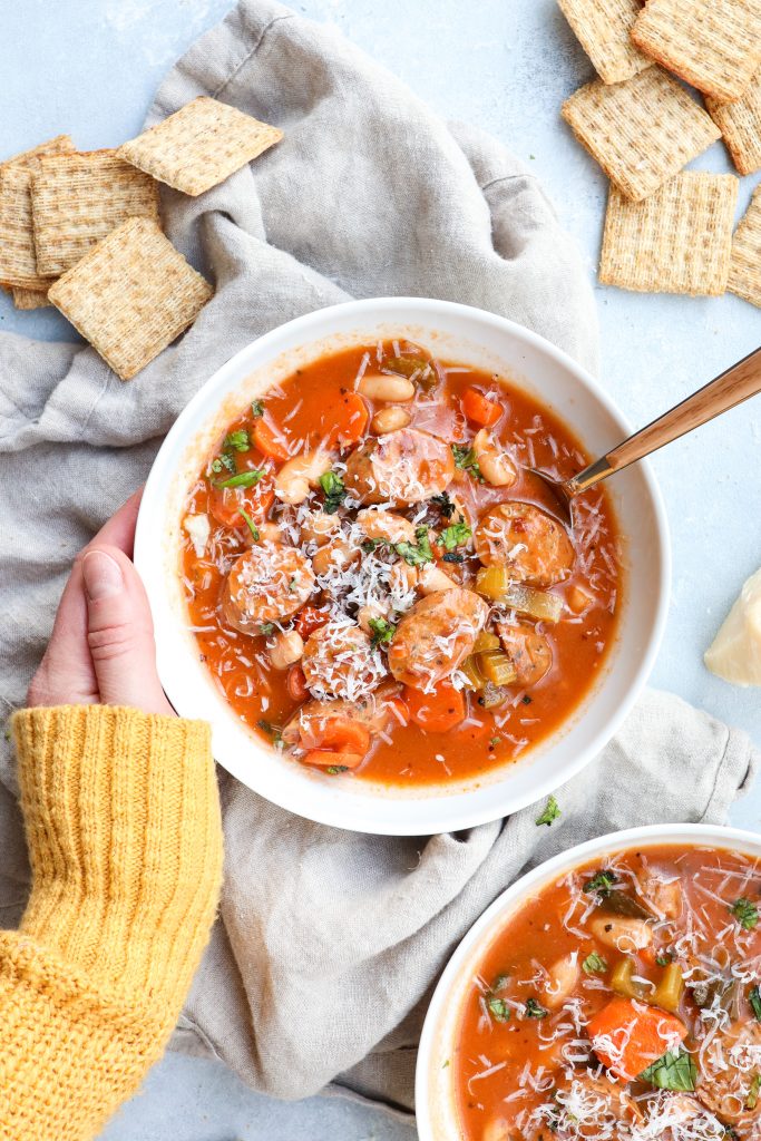 sausage & white bean veggie soup | cait's plate