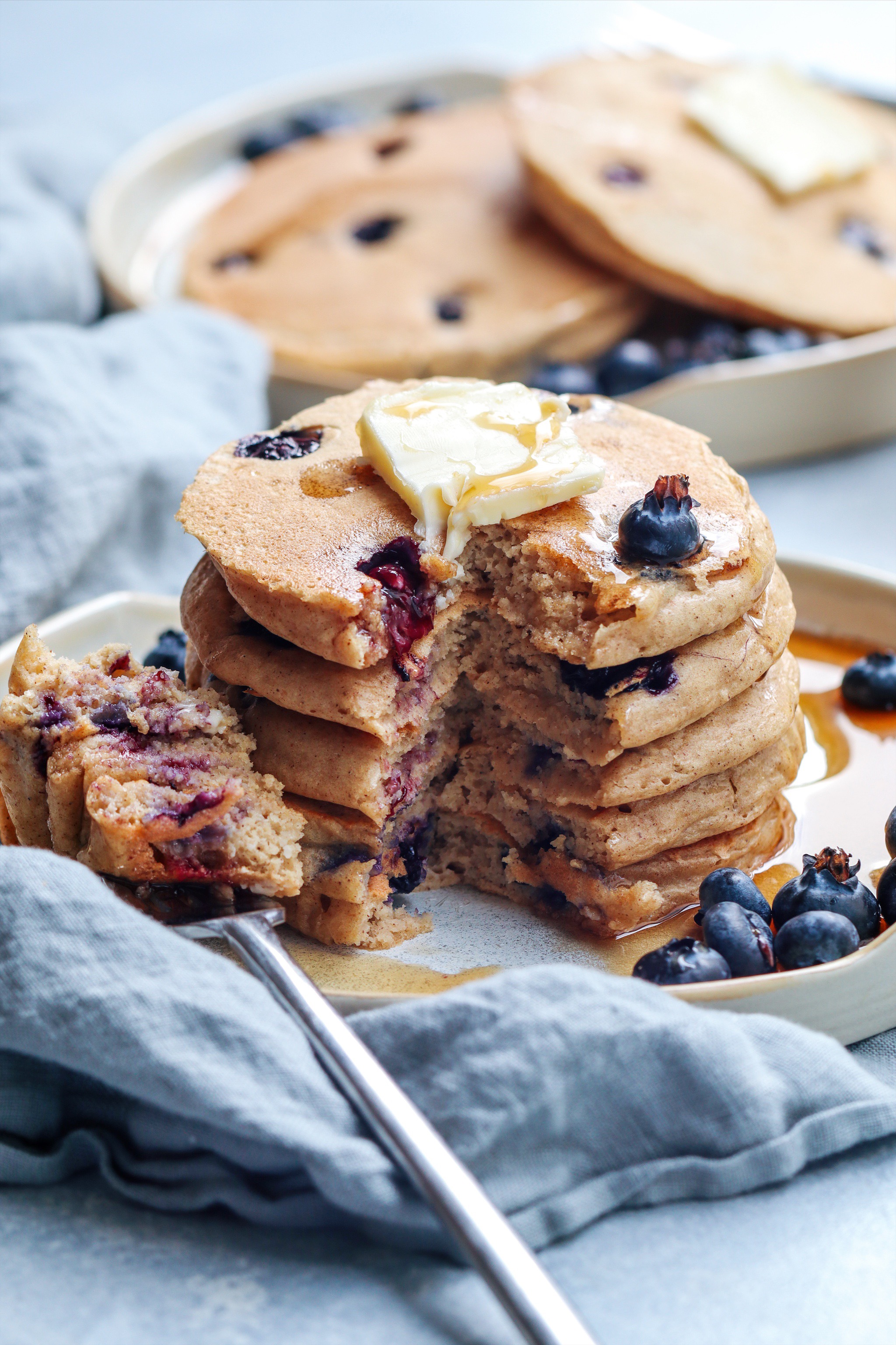 whole grain blueberry yogurt pancakes // cait's plate