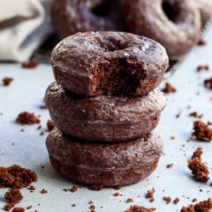 baked chocolate glazed doughnuts // cait's plate