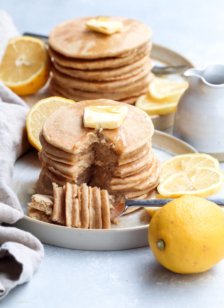 whole grain lemon yogurt pancakes // cait's plate
