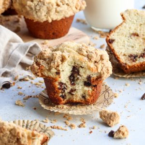 bakery style chocolate chip crumb muffins // cait's plate