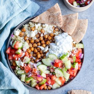 roasted greek chickpeas & orzo bowl // cait's plate
