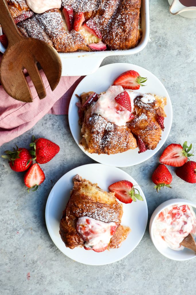 strawberry croissant baked french toast | cait's plate