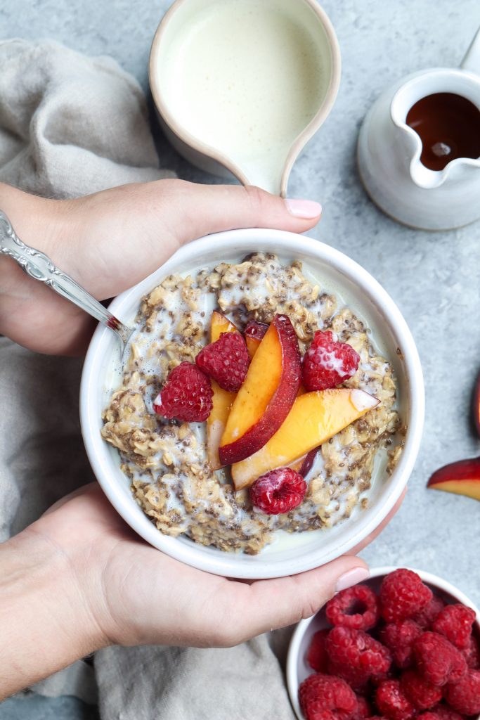 brown sugar cinnamon oats with fresh summer fruit | cait's plate