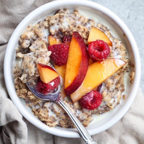 brown sugar cinnamon oats with fresh summer fruit | cait's plate