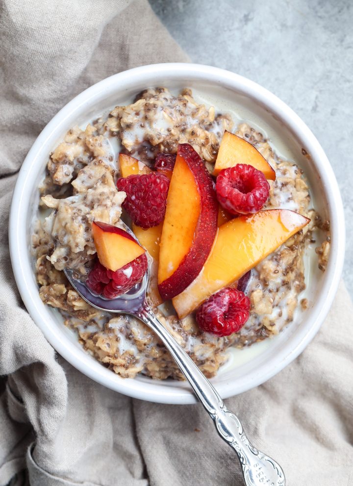 brown sugar cinnamon oats with fresh summer fruit // cait's plate